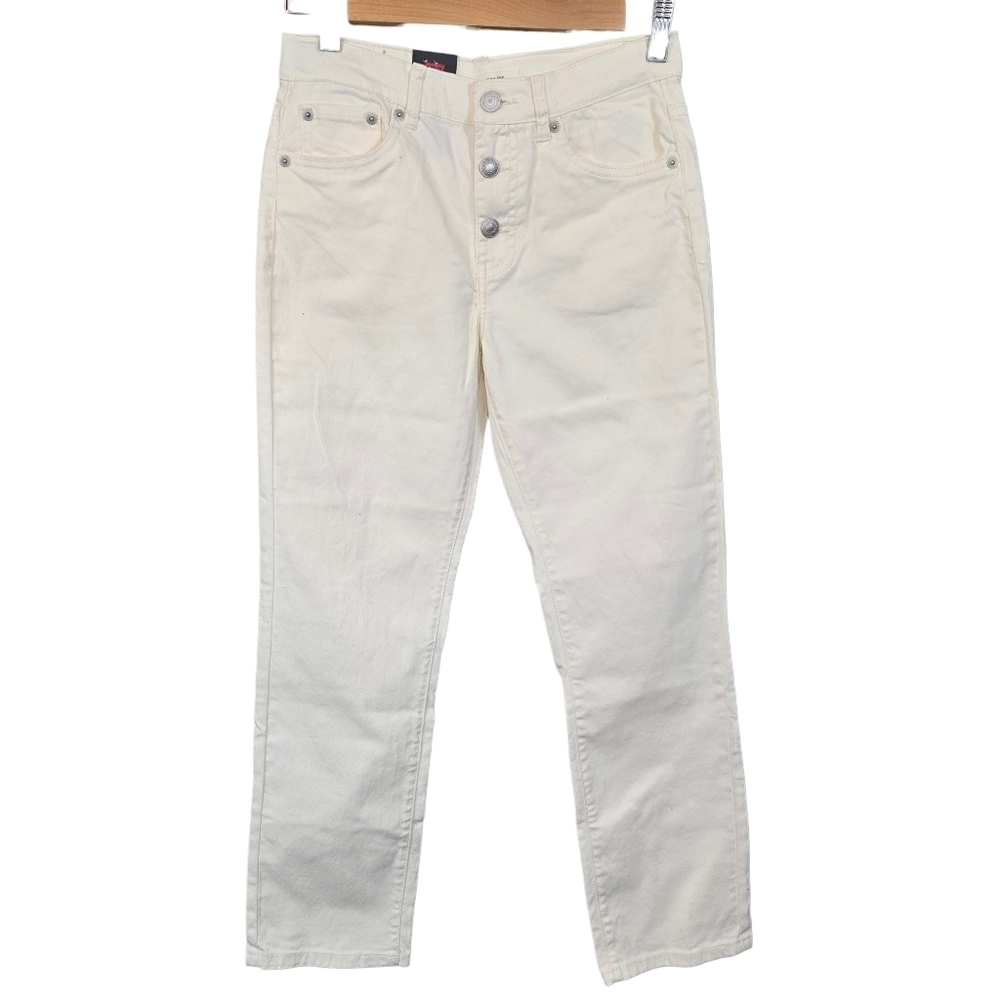 Levi’s Premium Girls High Rise Button Fly Ankle Straight Jeans Ivory NWT Size 14
